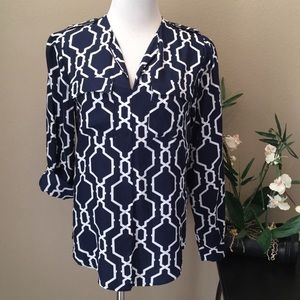 NWT Navy/White 3/4 Sleeve Top size small